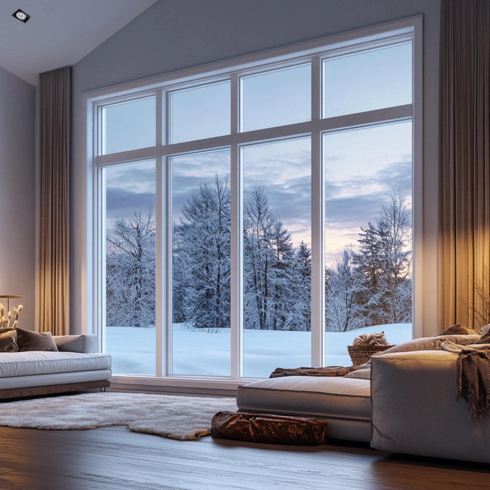 Châssis en PVC dans le salon d'une maison en Belgique