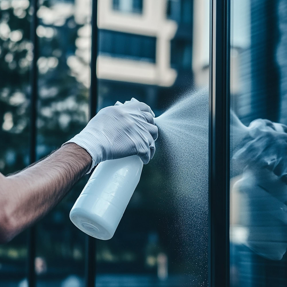 Nettoyage de châssis PVC et Aluminium avec un spray d'entretien